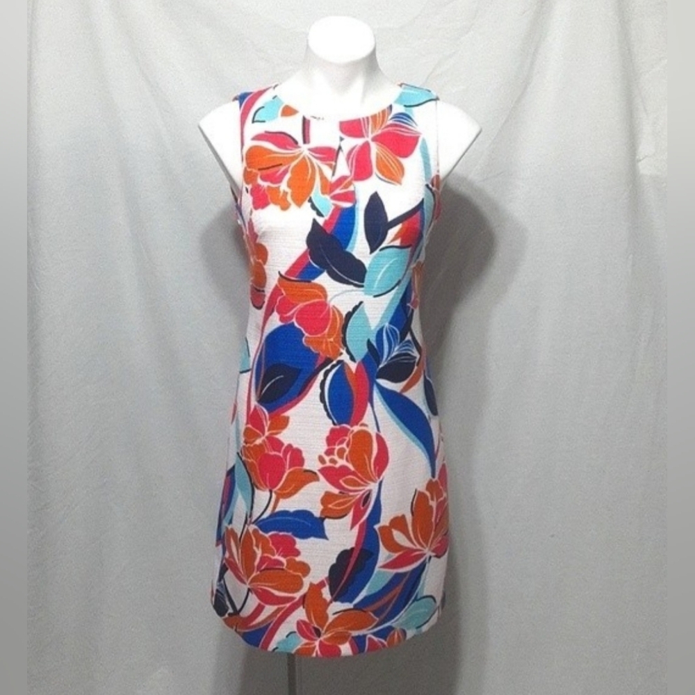 RN Studio Vibrant Floral Sheath Dress Small Sleeveless Garden Party Lunch Date - Picture 1 of 5